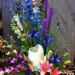 Mocha Violet Funeral Flowers Example